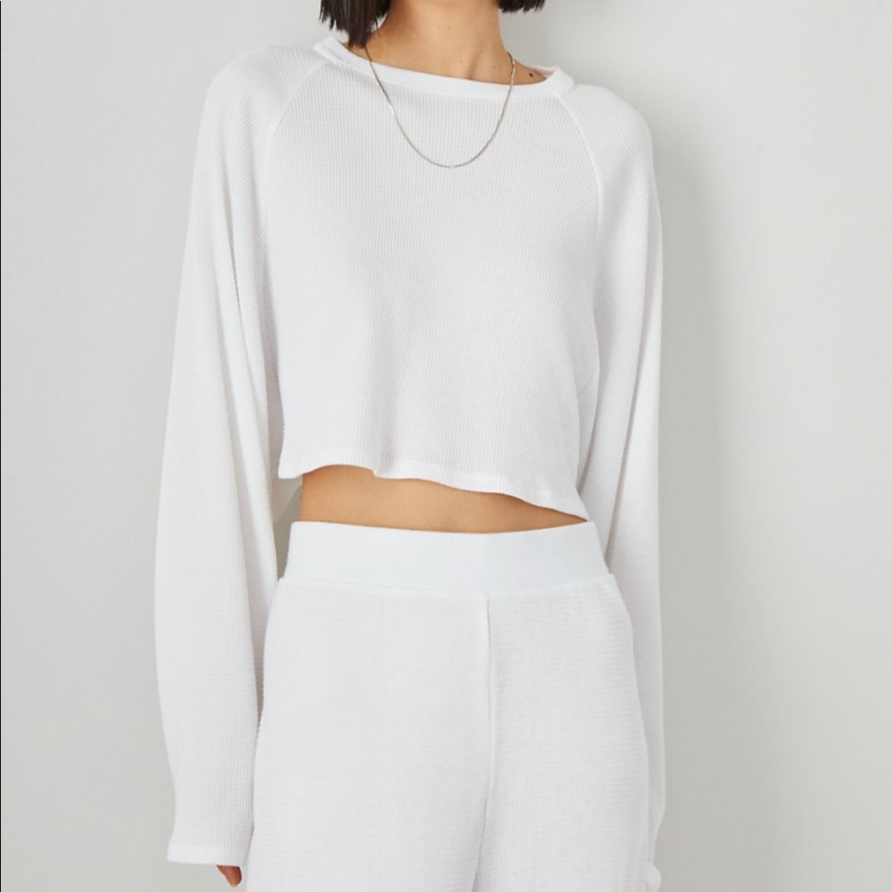 Aritzia waffle knit cropped long sleeve